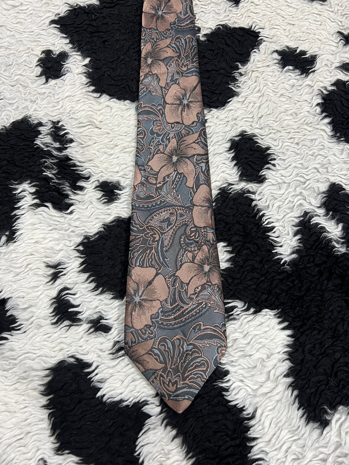 Rael Brook Grey & Orange Floral Embroidered Tie