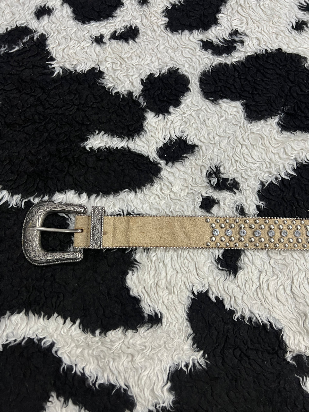Cream-Colored Studded Belt