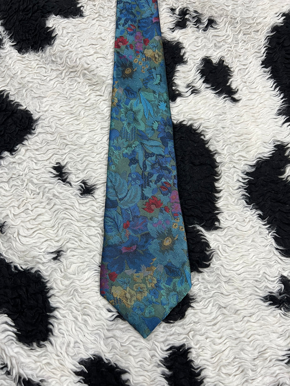 C&A Fully Embroidered Blue Floral Tie
