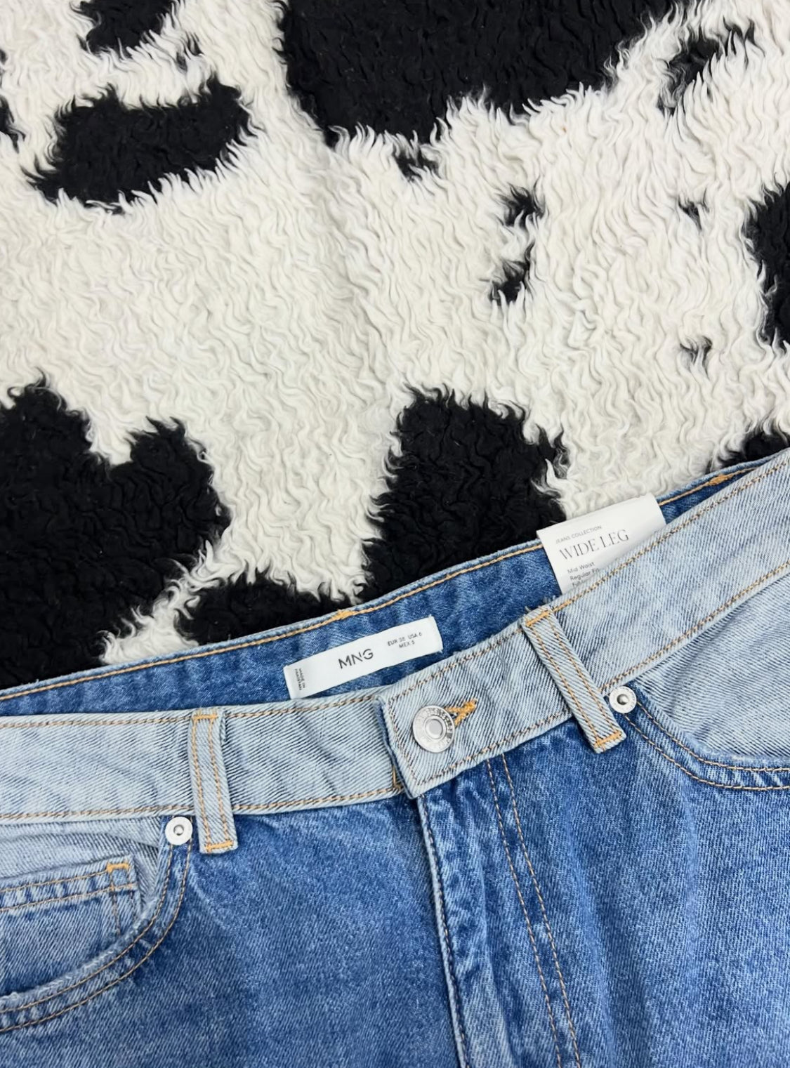 MANGO Double-Shaded Patch Blue Denims (Waist 30)