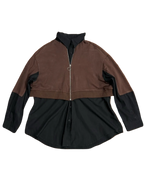 Two-Tone Jacket-Attached Black Buttonup