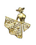 Woman in Skirt Golden Metal Brooch