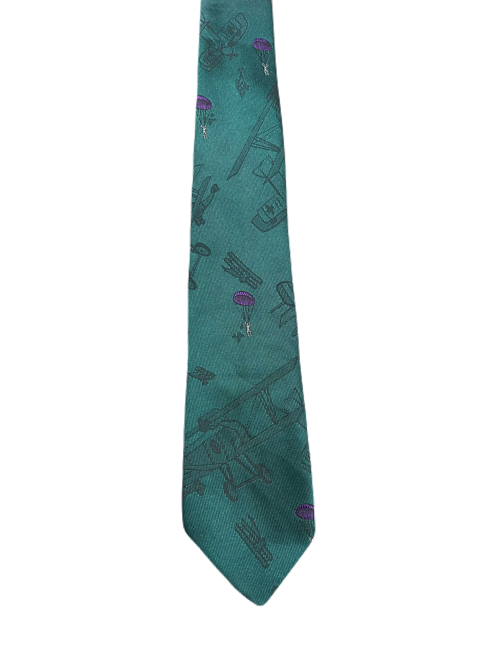 Planes & Parachute Narrow Embroidered Tie