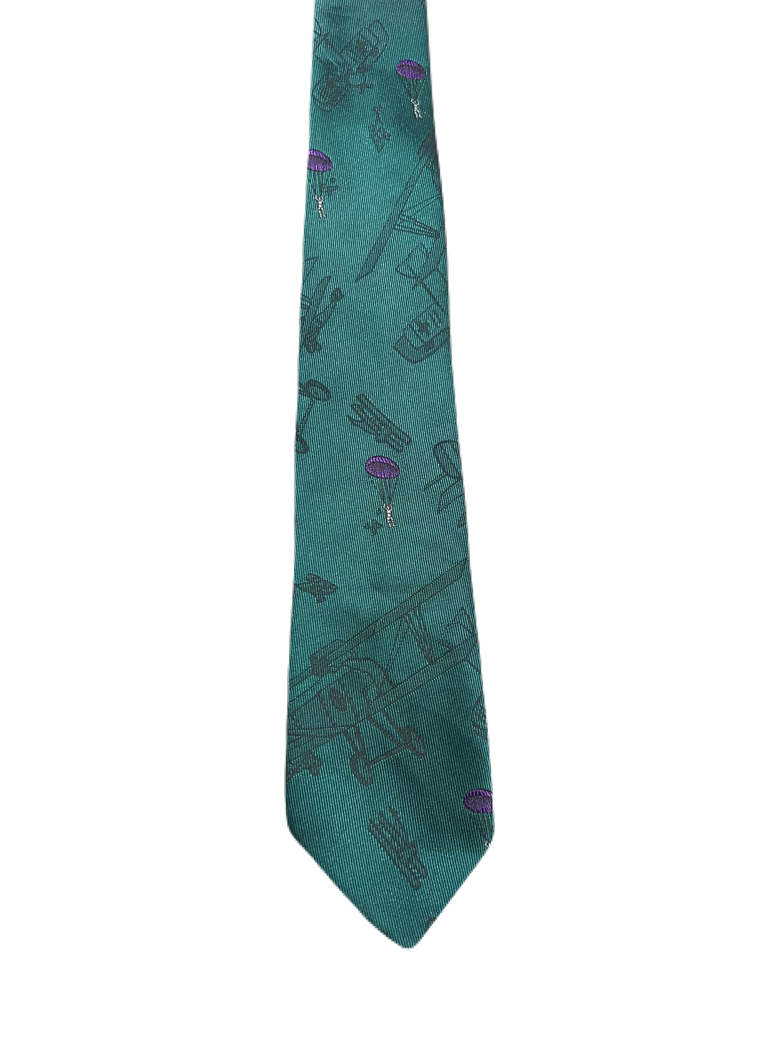 Planes & Parachute Narrow Embroidered Tie