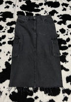 Charcoal Grey Long Denim Skirt