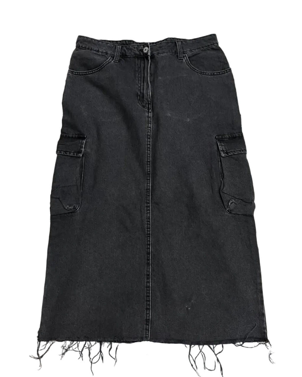Charcoal Grey Long Denim Skirt
