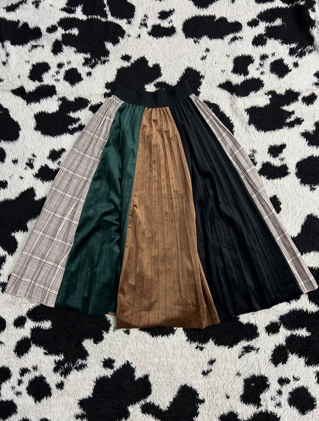 Patchwork Pleated Skirt
