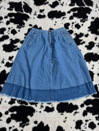Double-Shaded Blue Denim Skirt