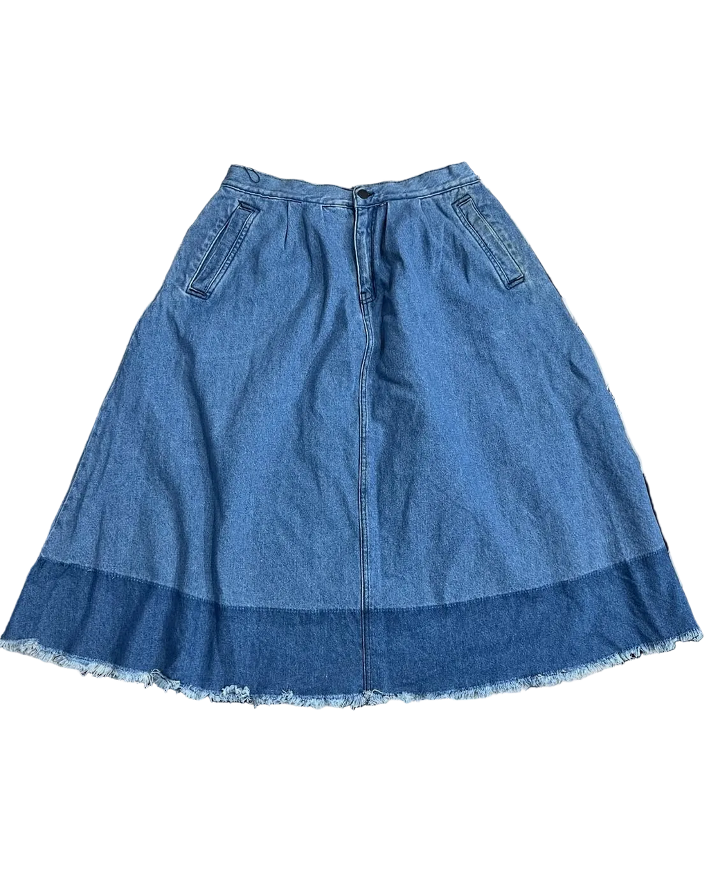 Double-Shaded Blue Denim Skirt