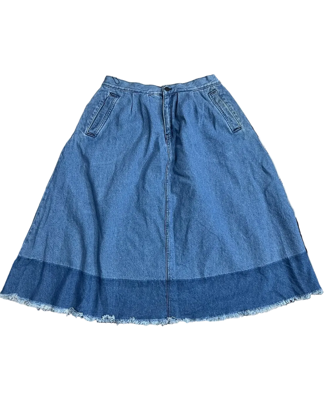 Double-Shaded Blue Denim Skirt
