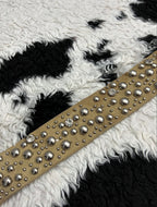 Beige Rhinestone Studded Belt
