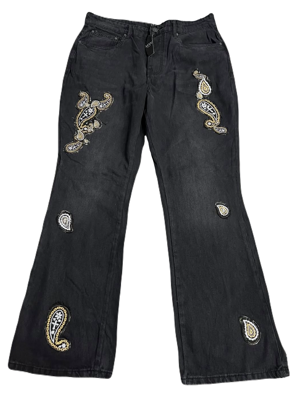 Paisley Patchwork Black Denims (Waist 36)