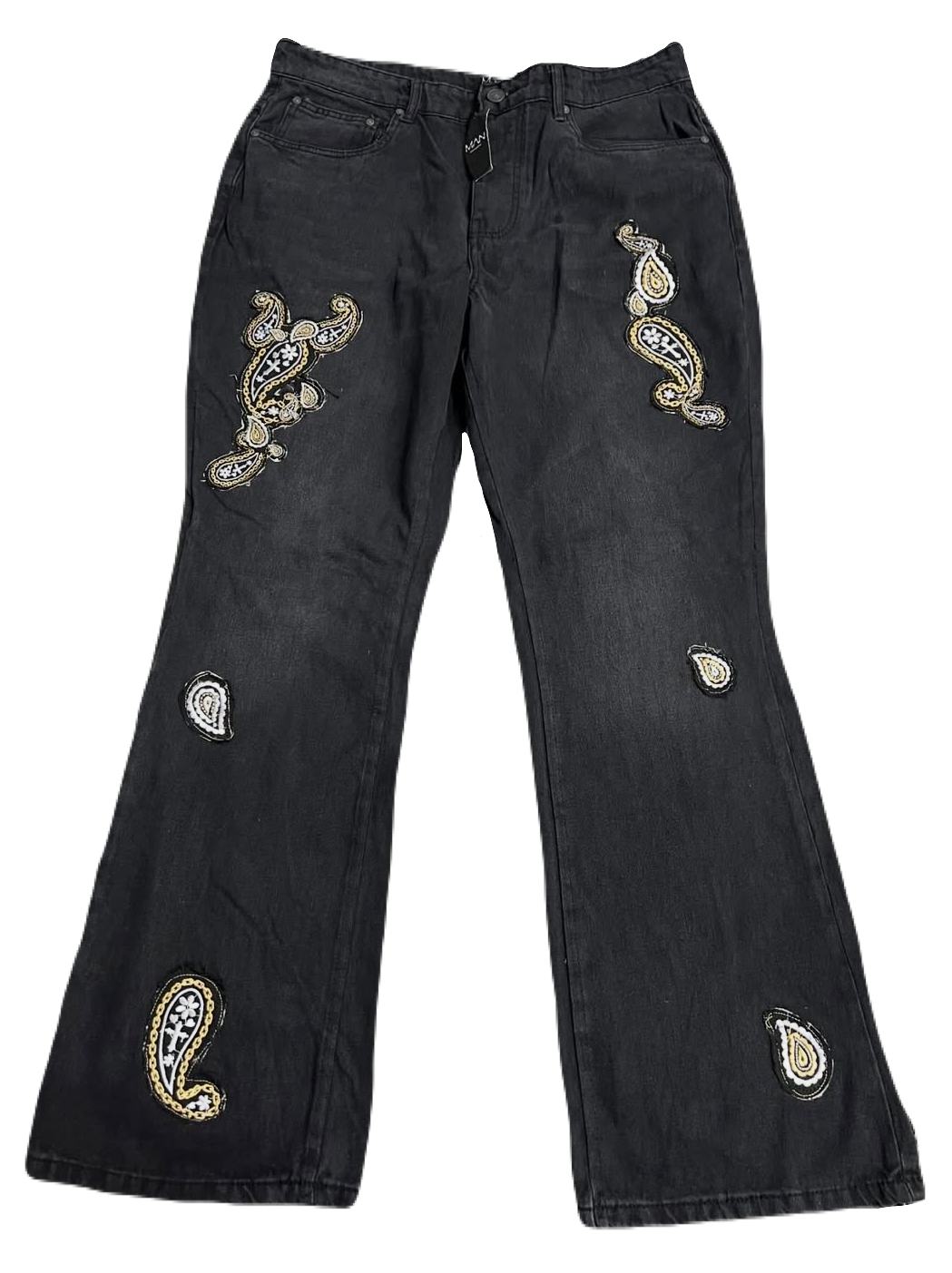 Paisley Patchwork Black Denims (Waist 36)