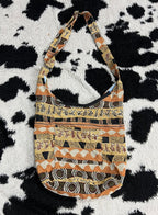 Fully Embroidered Orange & Yellow Bag