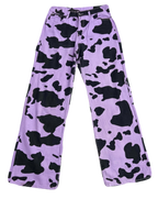 Purple Cow-Print Denims (Waist 32)