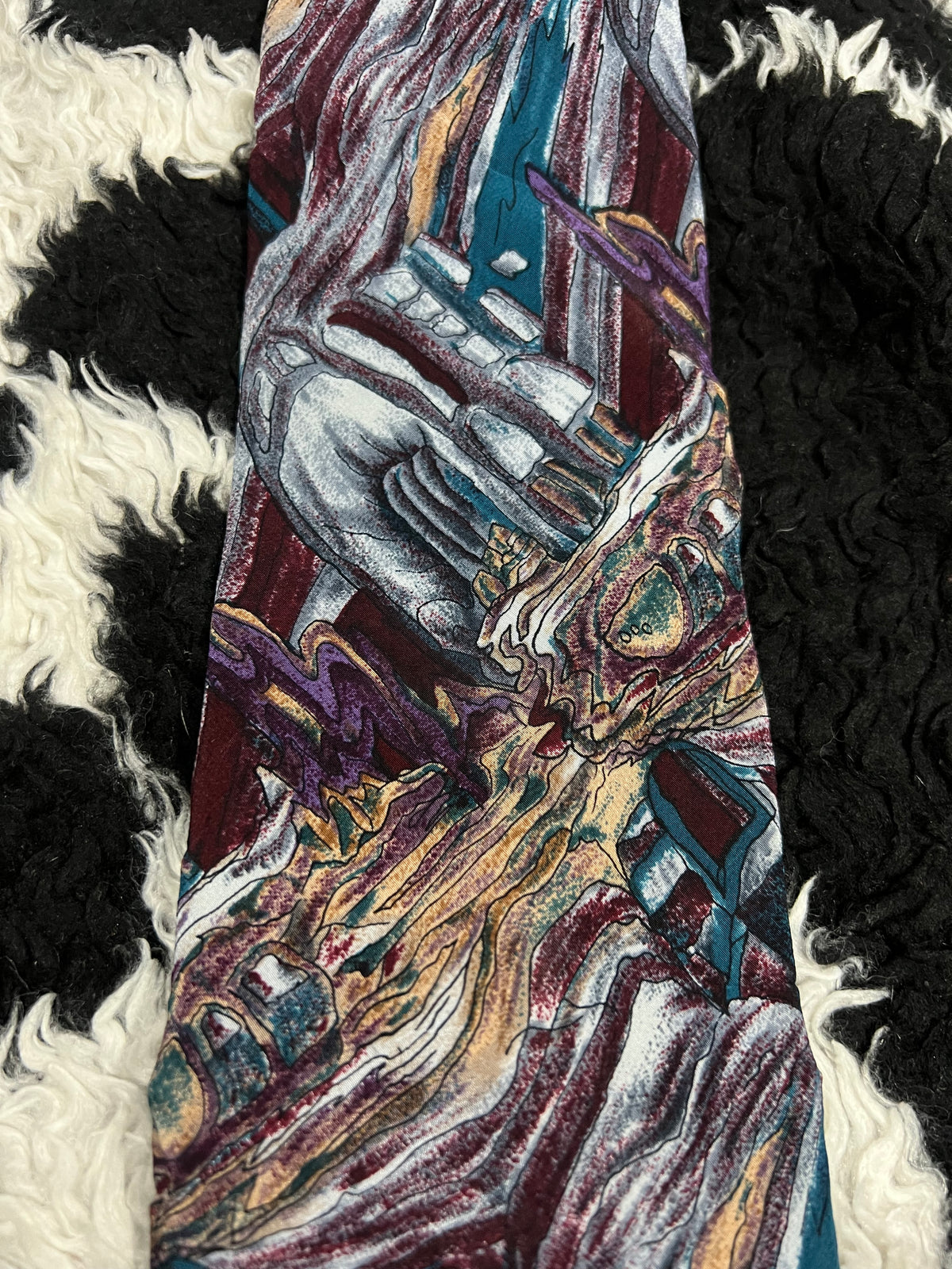 J. Garcia Purple Abstract Painting Tie
