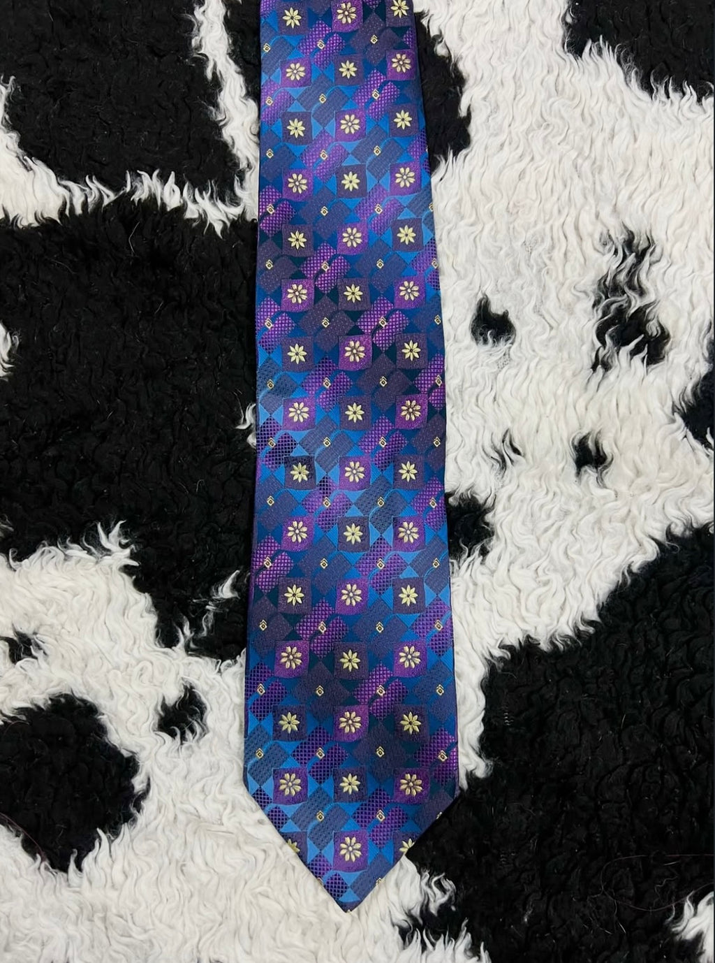 Montago Purple & Blue Floral Embroidered Tie