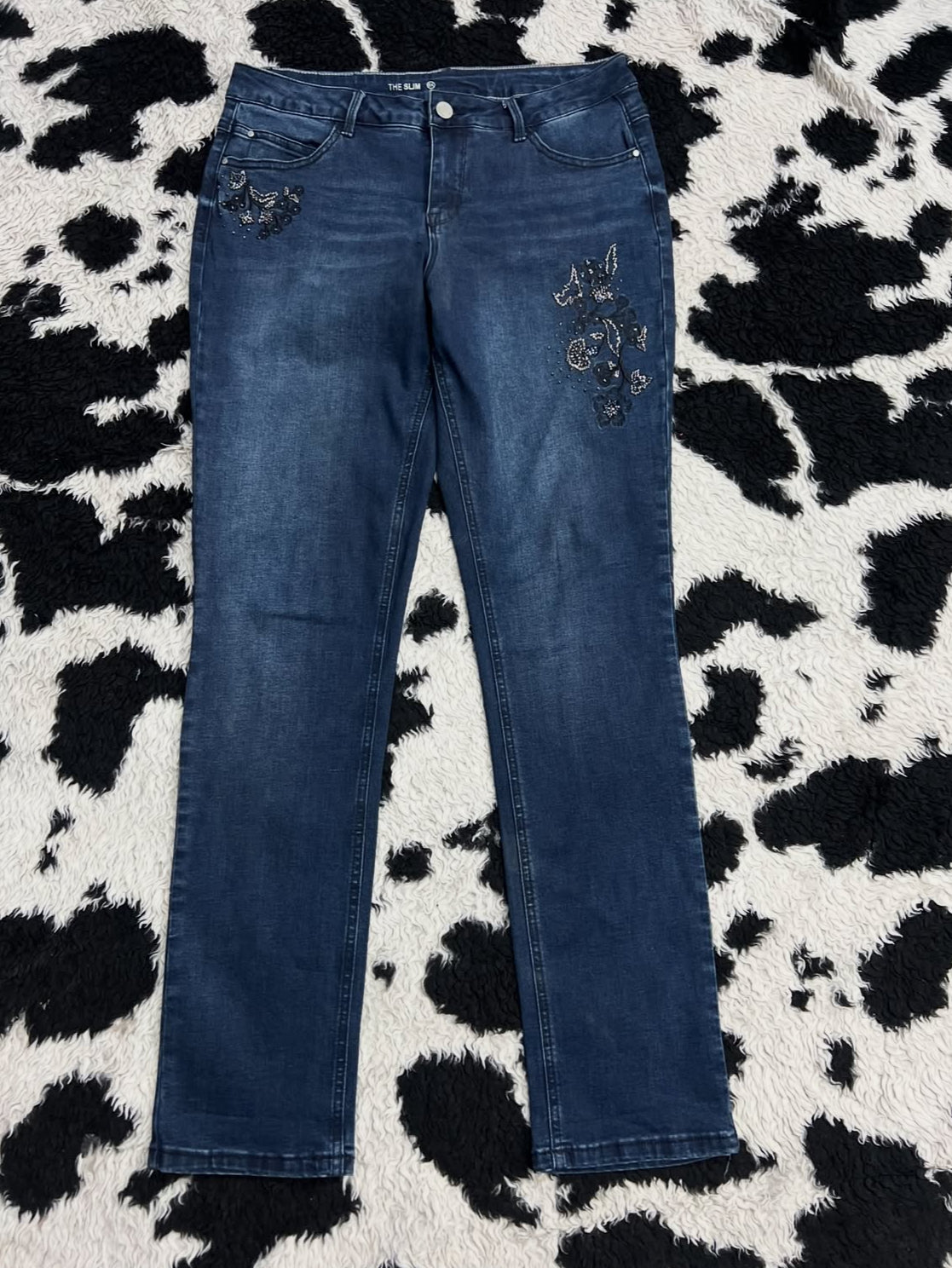 y2k The Slim Floral Embroidered Pants (Waist 32)