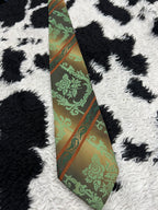 Brown & Green Embroidered Tie