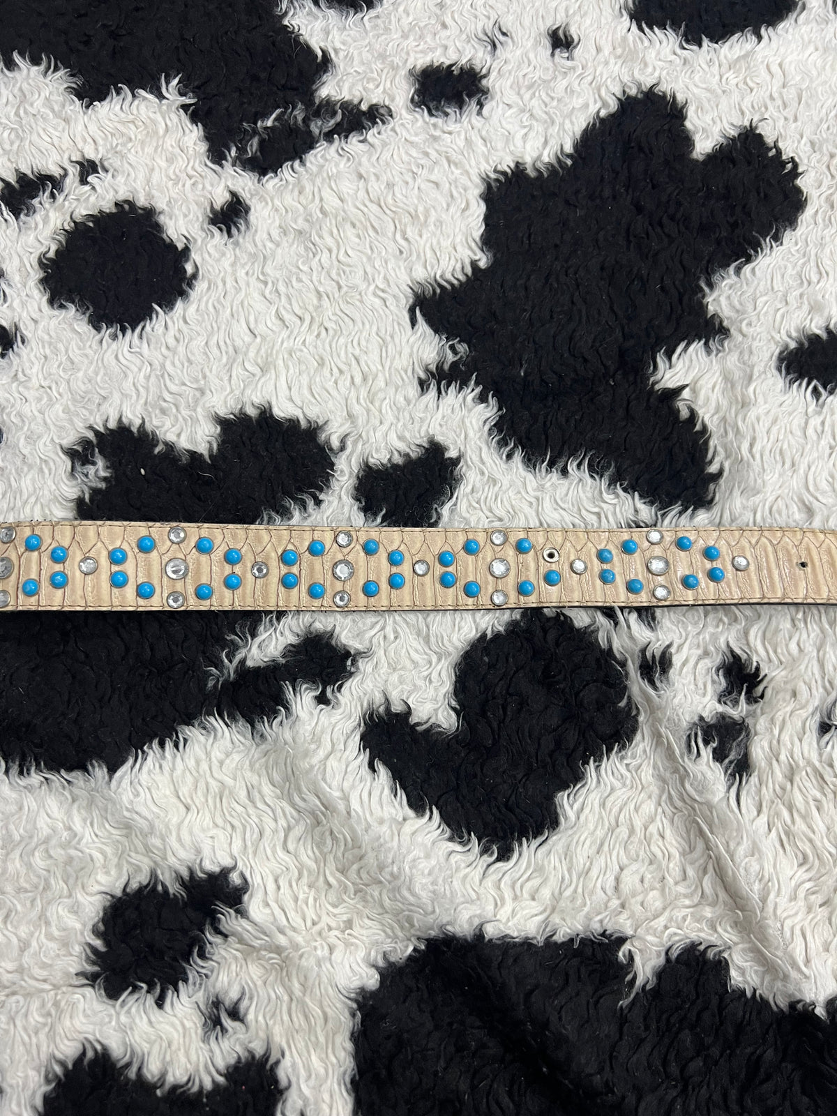 Blue Beaded Snake Skin Belt