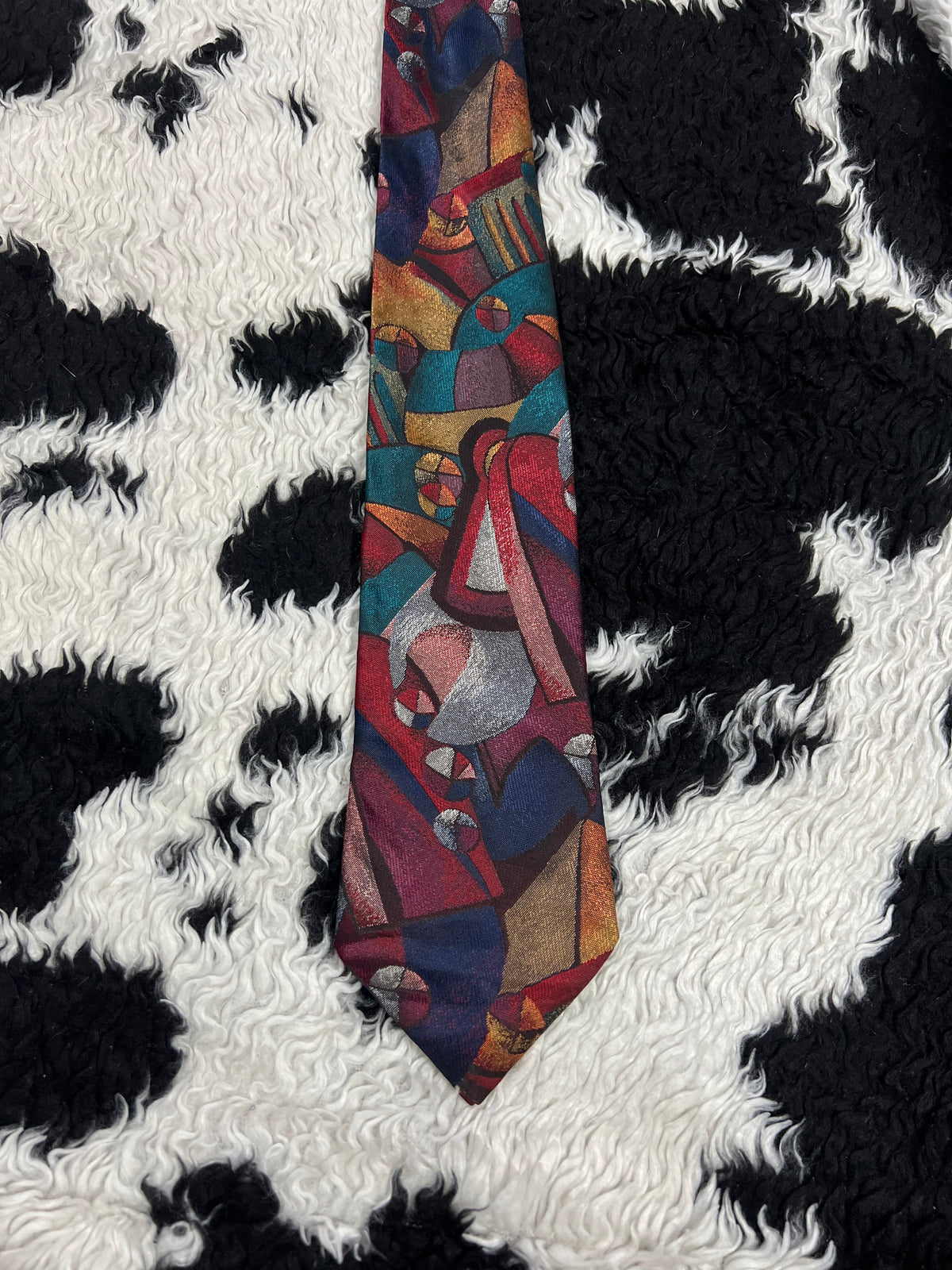 St. Bernard Fully Embroidered Vibrant Abstract Tie