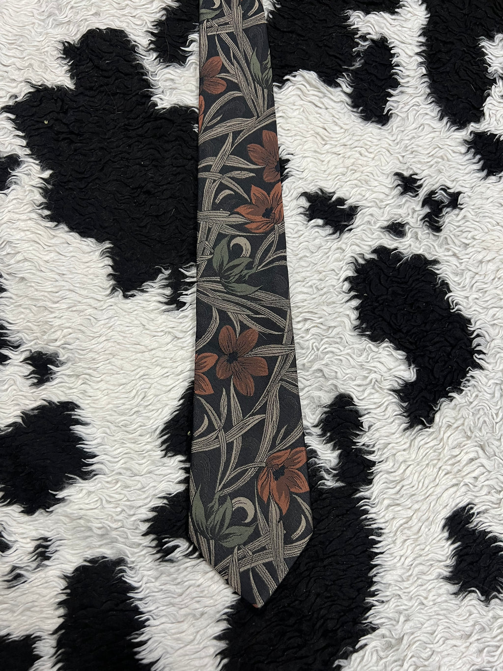 Black & Brown Floral Tie