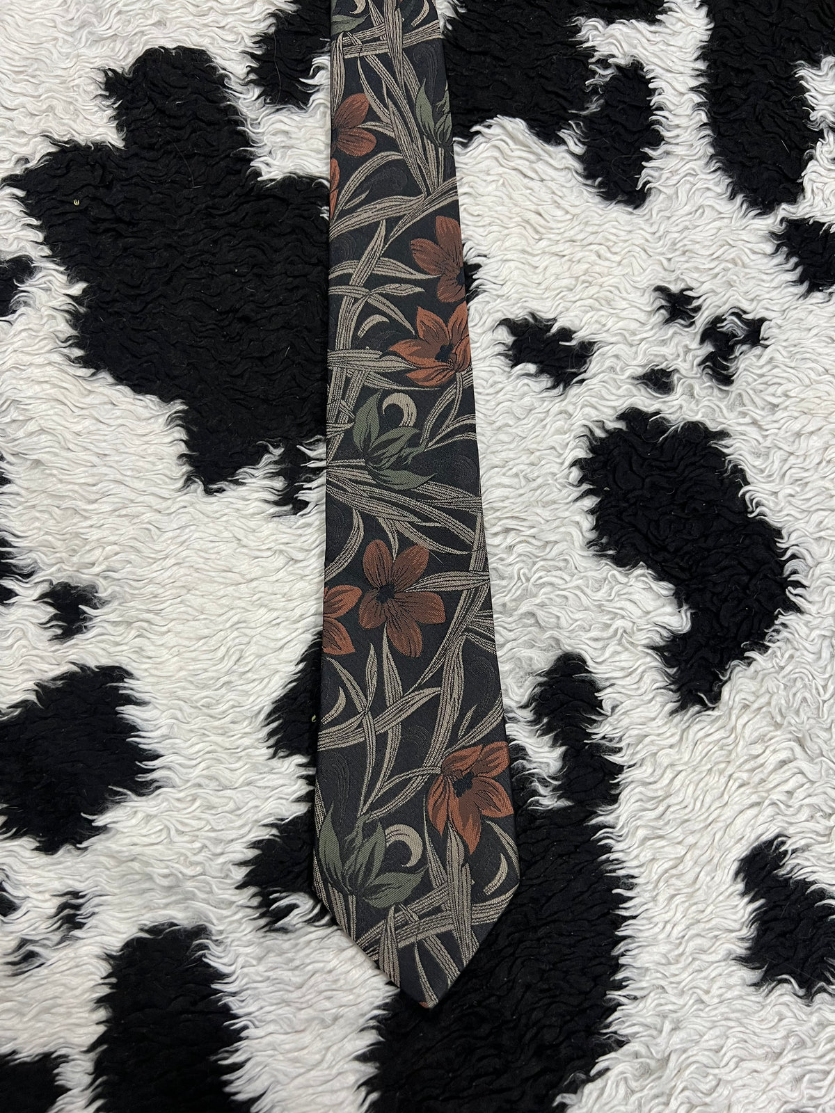 Black & Brown Floral Tie
