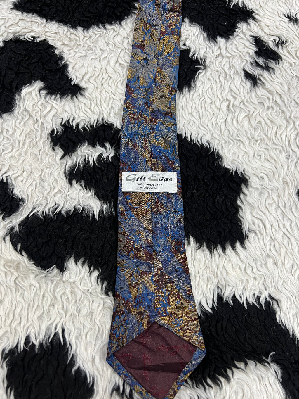 Gilt Edge Blue & Brown Floral Narrow Embroidered Tie