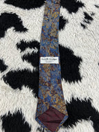Gilt Edge Blue & Brown Floral Narrow Embroidered Tie