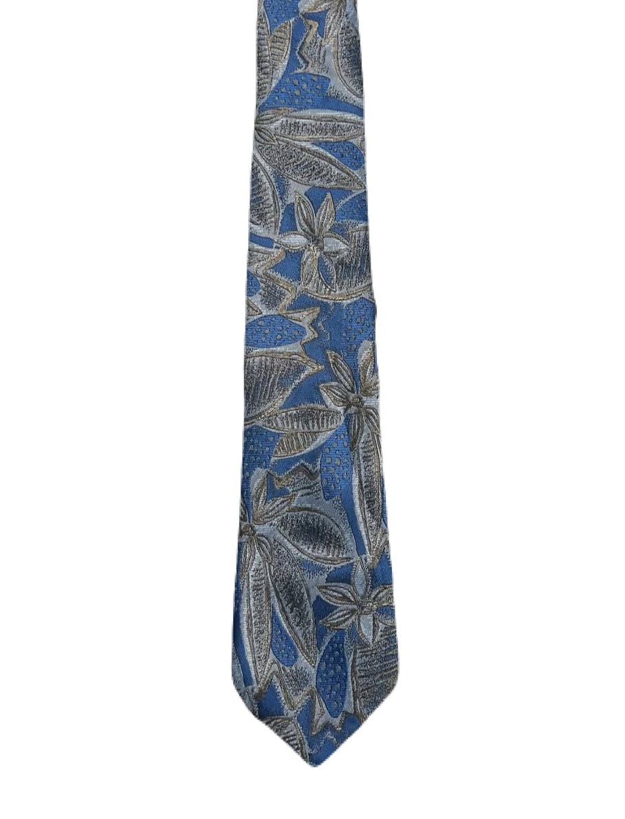 Gilt Edge Narrow Blue Embroidered Tie
