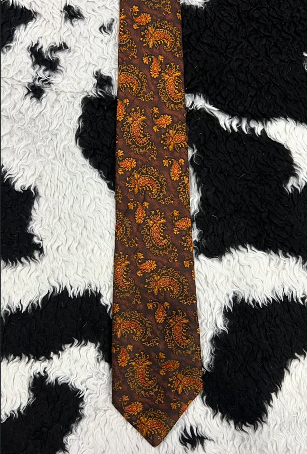 Orange Paisley Embroidered Tie