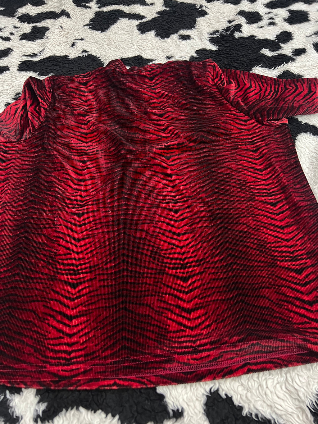 Red & Black Zebra Print Velvet Top