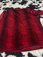 Red & Black Zebra Print Velvet Top