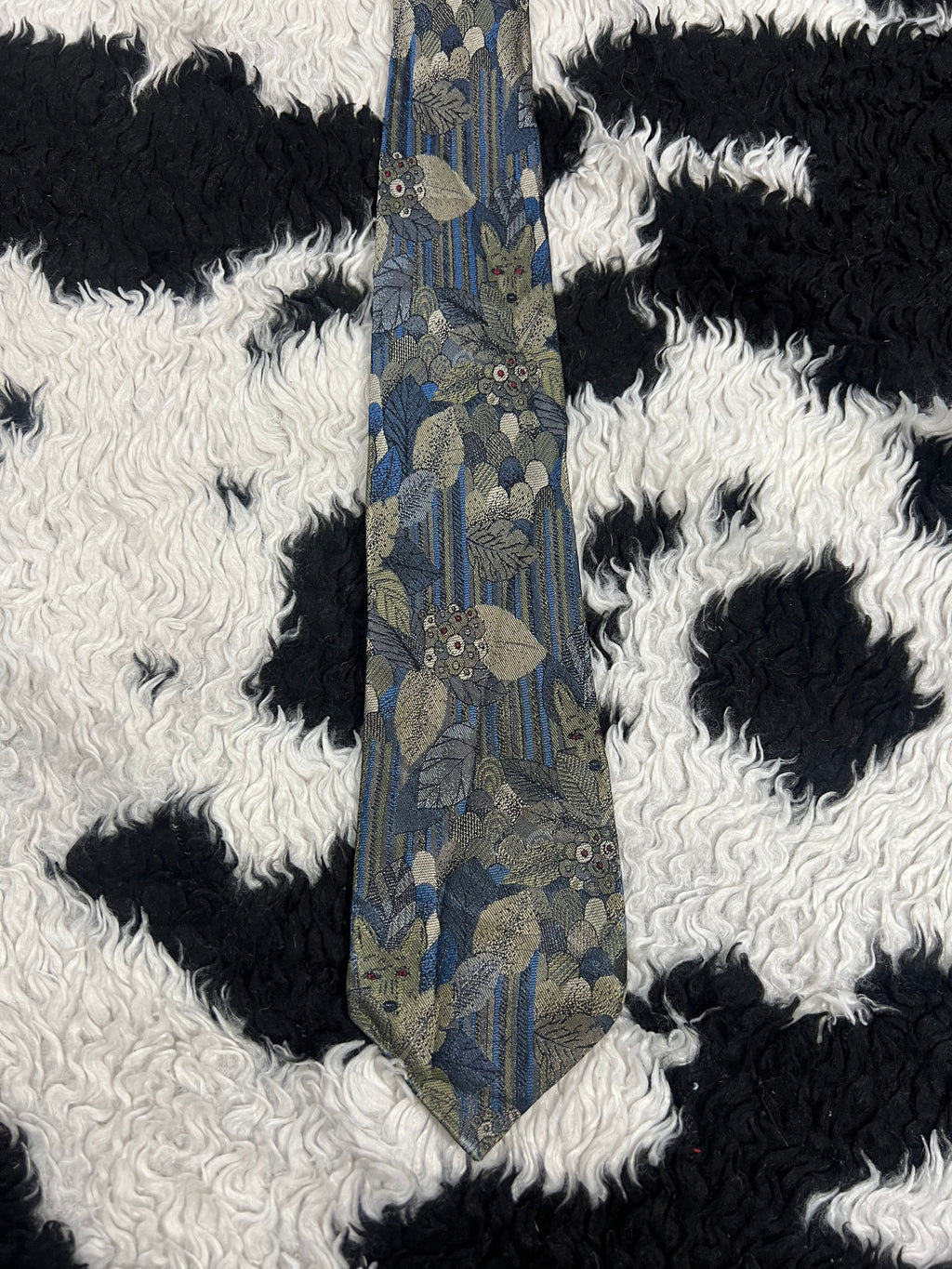 Wolf Hiding in Bushes EmbroideredTie