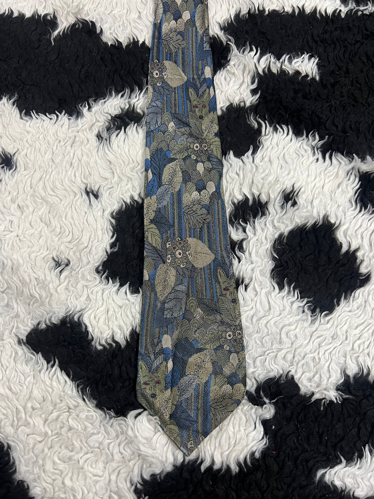 Wolf Hiding in Bushes EmbroideredTie