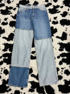 MANGO Double-Shaded Patch Blue Denims (Waist 30)