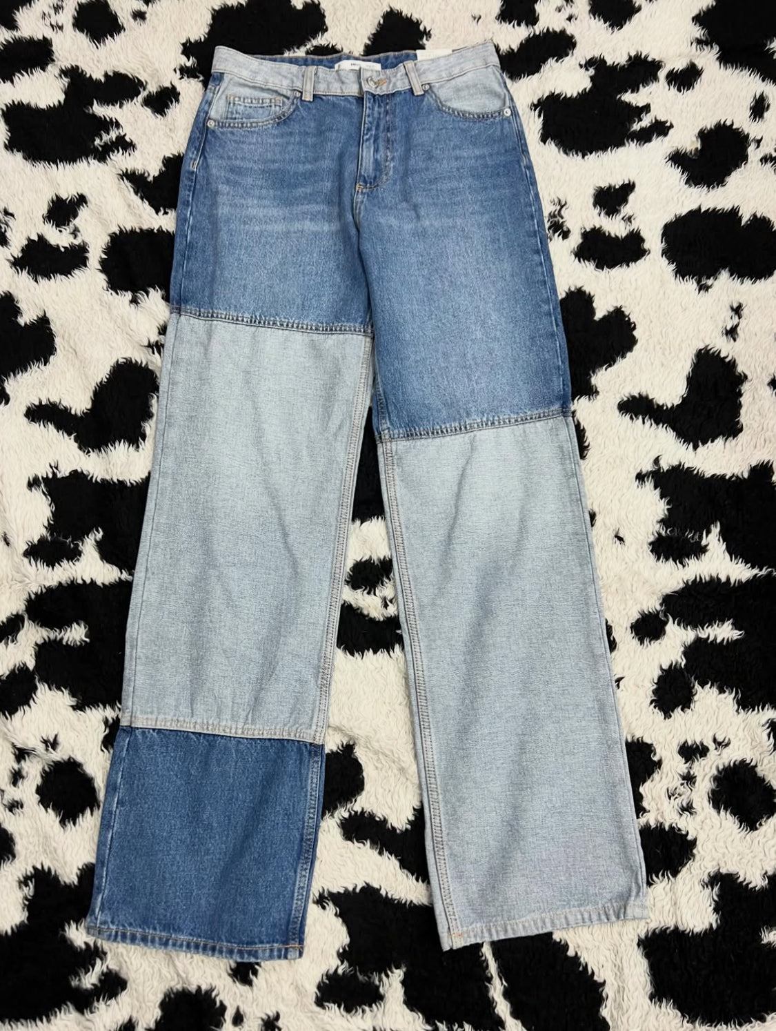 MANGO Double-Shaded Patch Blue Denims (Waist 30)
