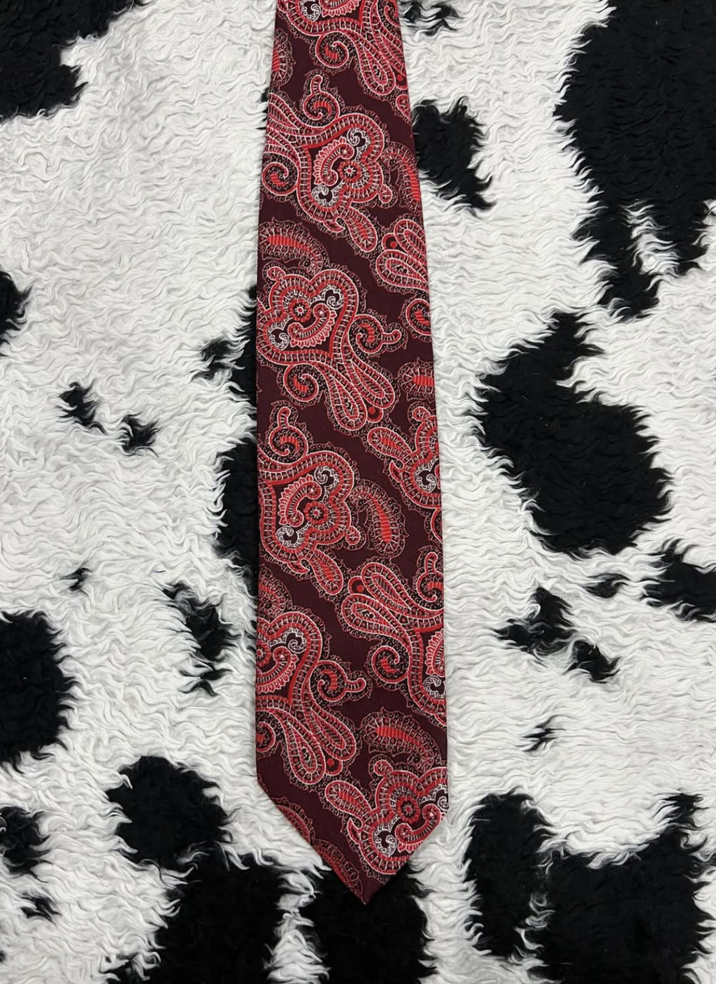 Red & Maroon Paisley Embroidered Tie