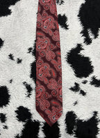 Red & Maroon Paisley Embroidered Tie