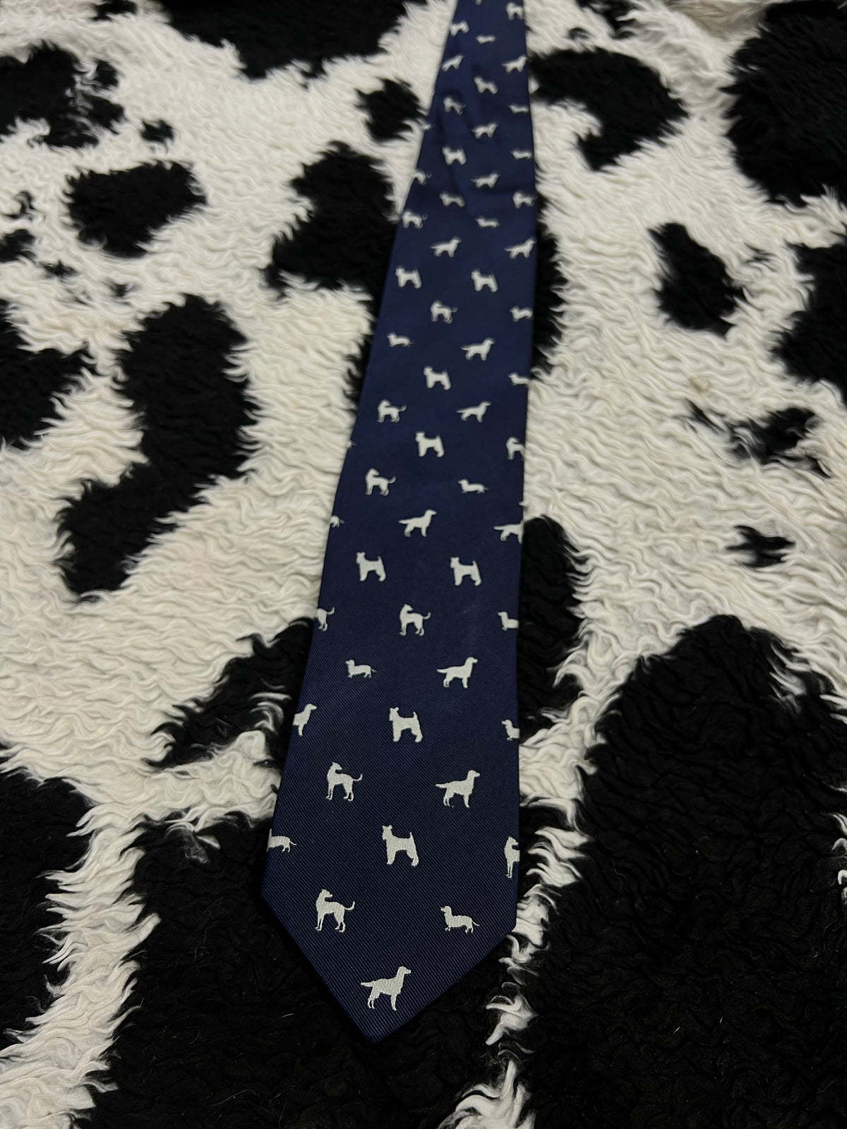 Dogs Embroidered Narrow Tie
