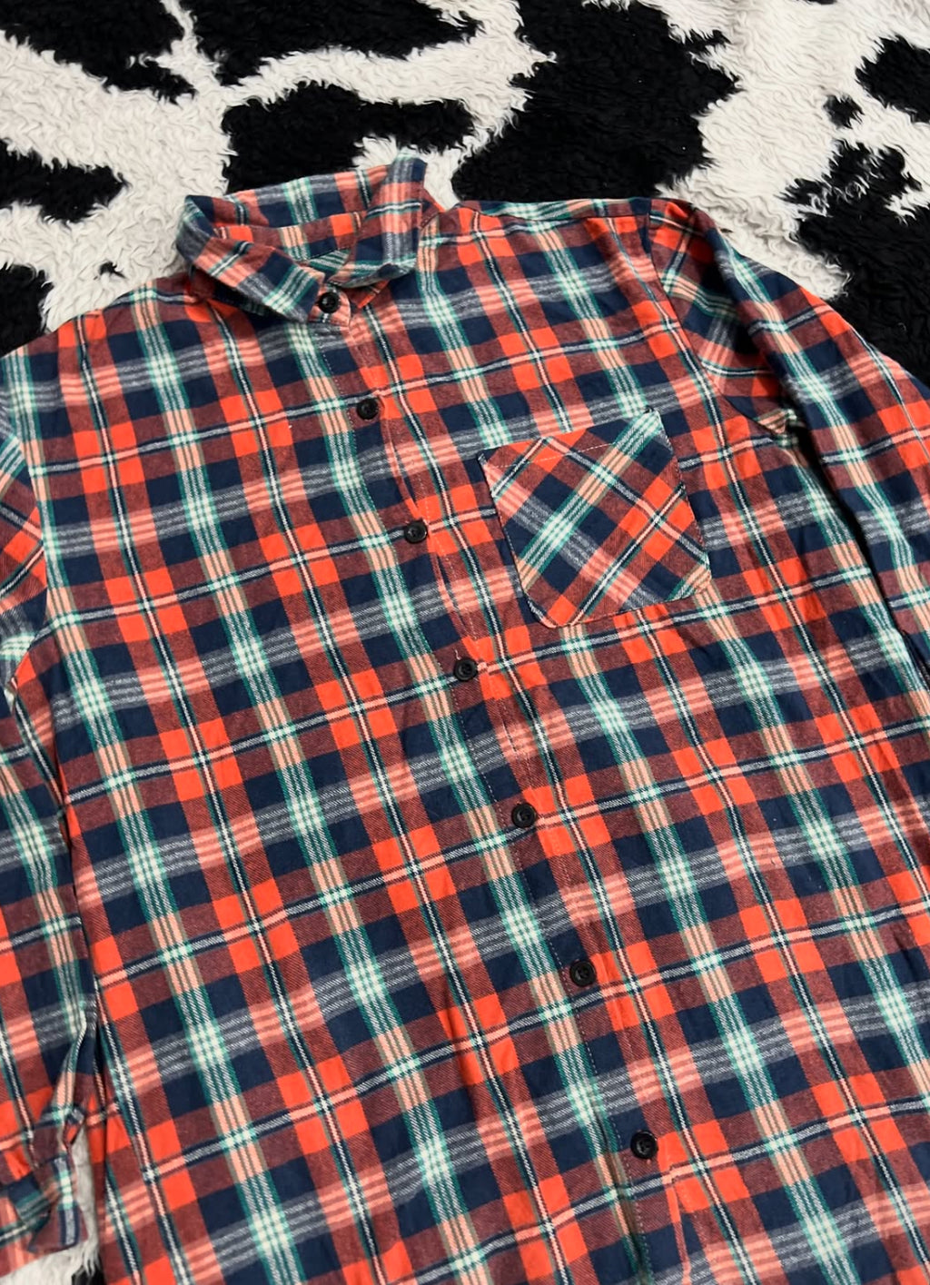 Orange Plaid Buttonup