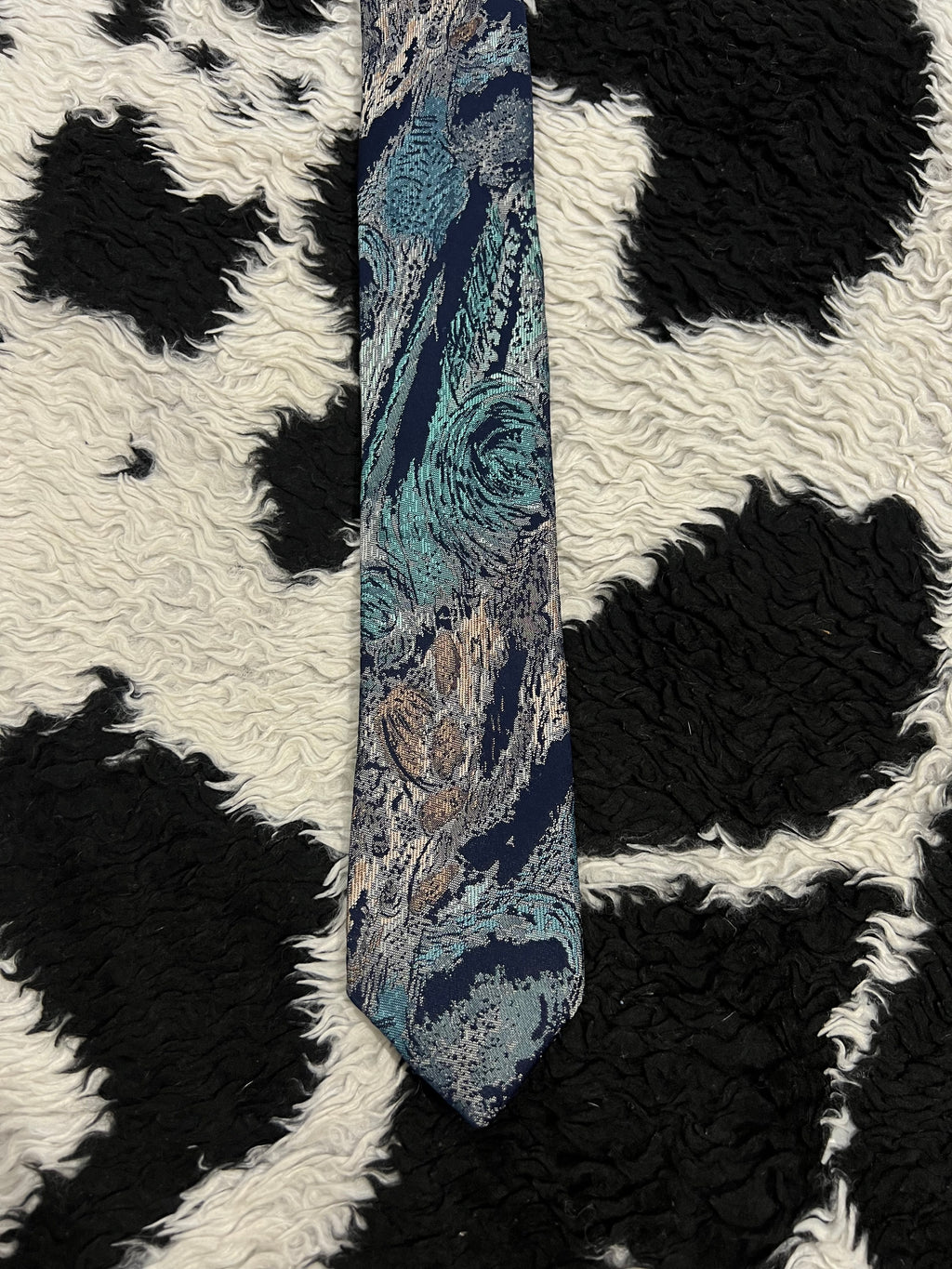 Blue Fully Embroidered Abstract Tie