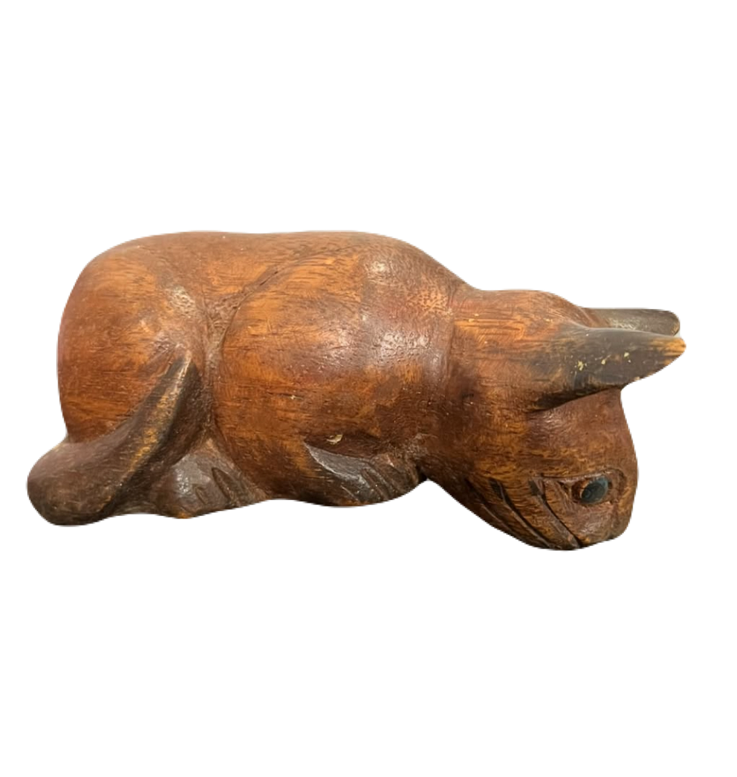 Wooden Cat Sculpture