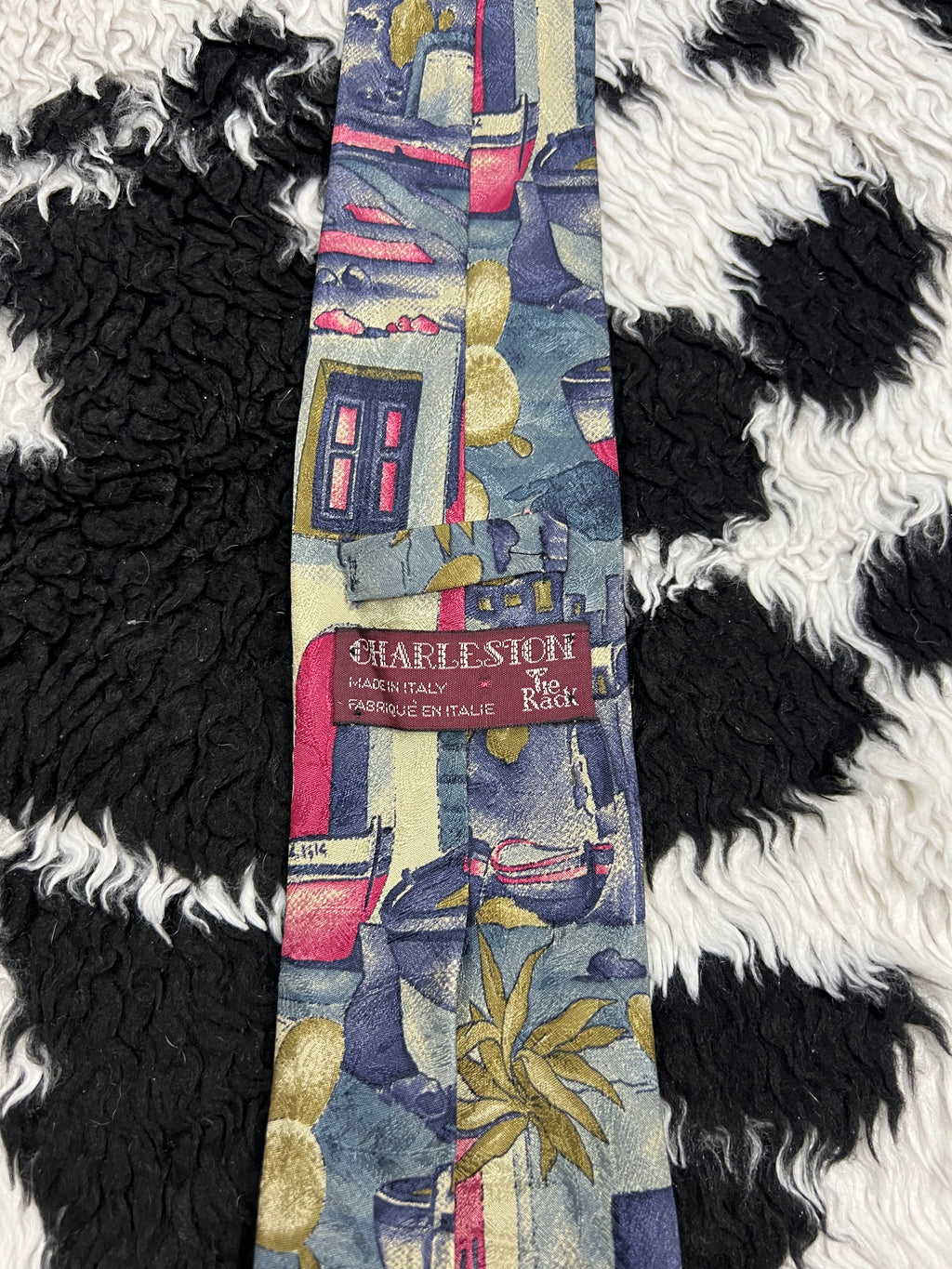 Italian Town Scenery Painting Tie