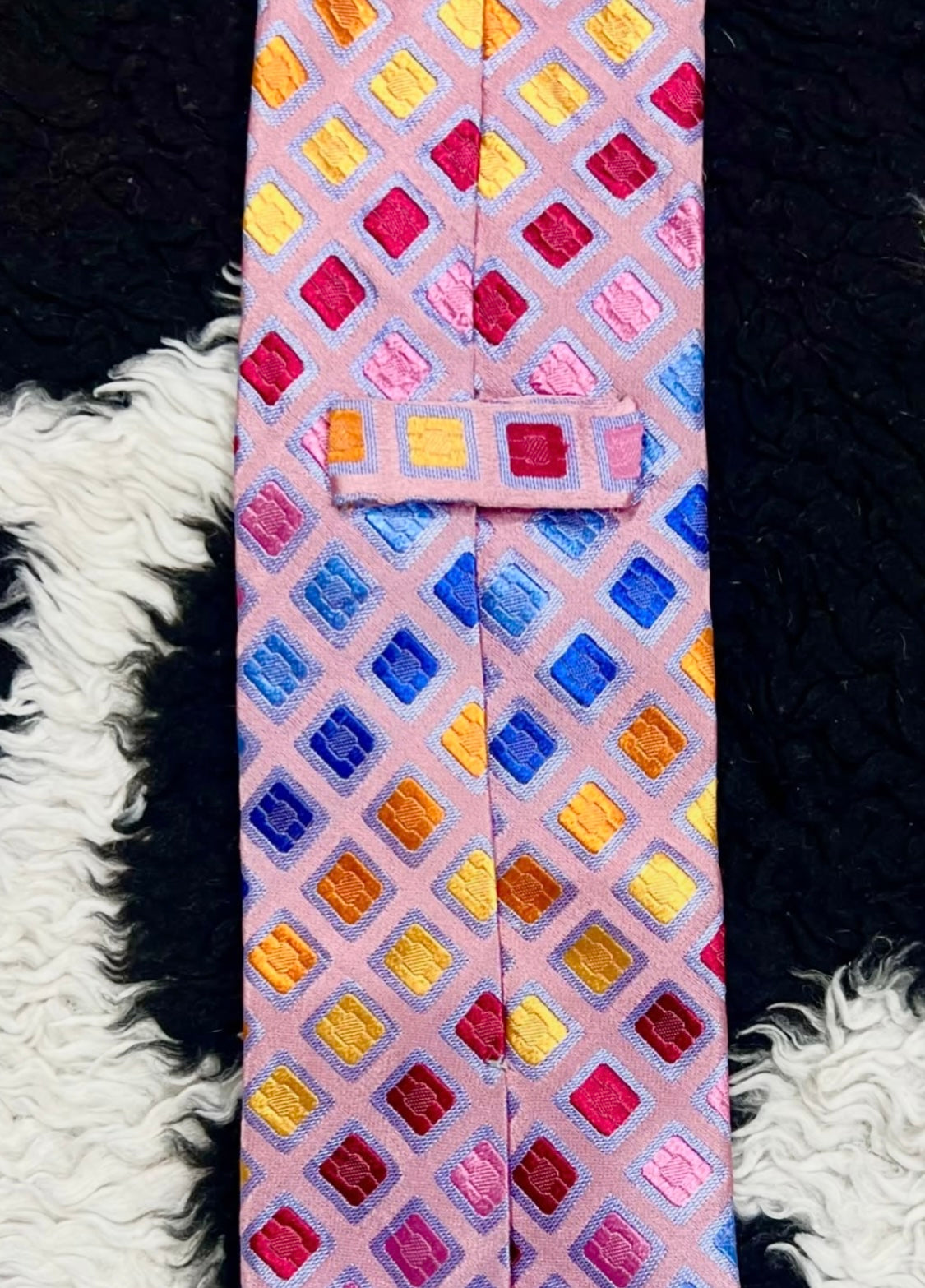 Pink Embroidered Colorful Tie