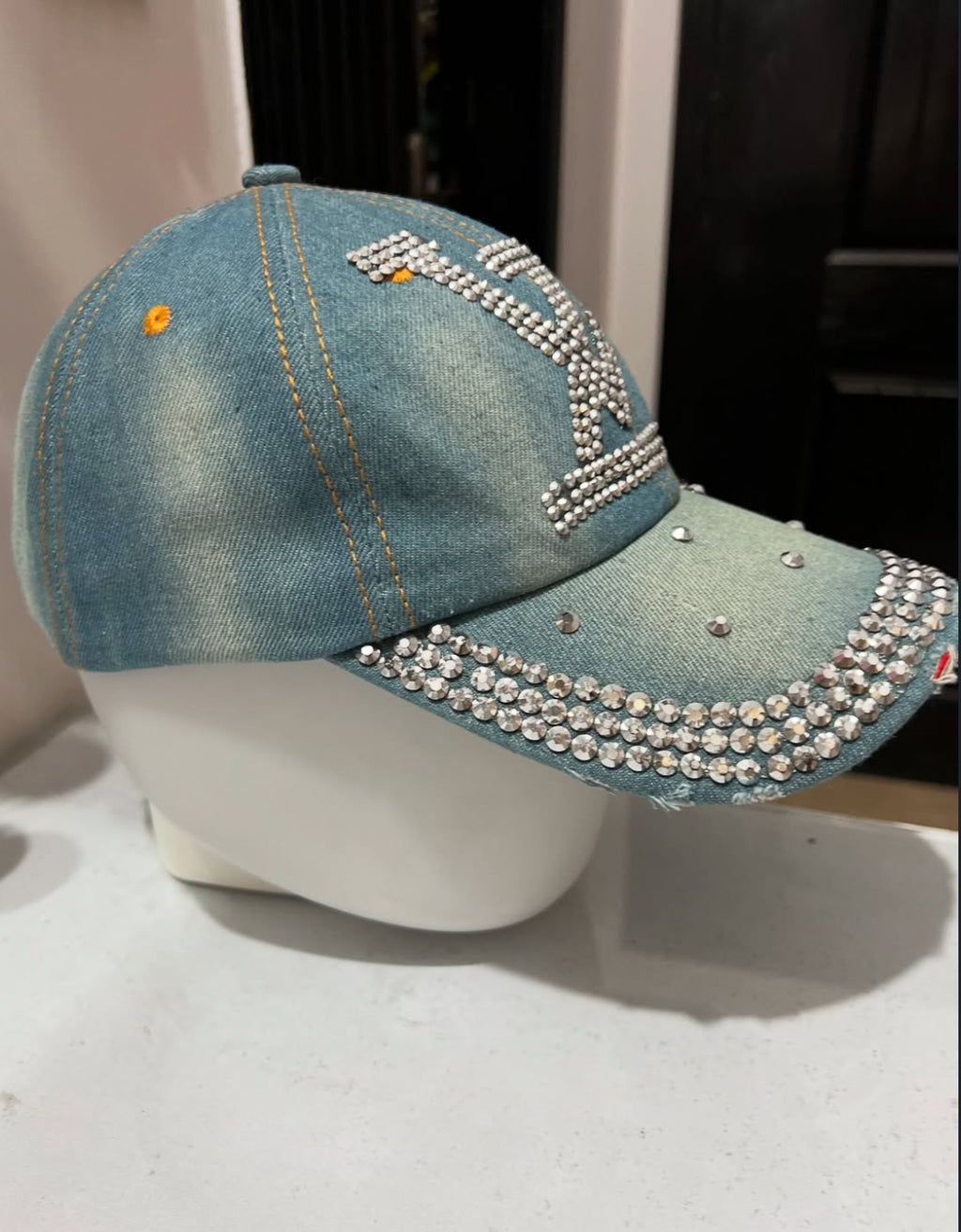 LV Bedazzled Denim Cap