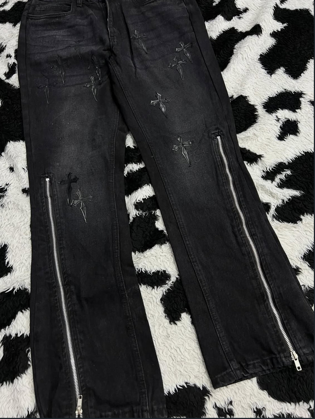 Cross Zipper Black Denims (Waist 32)