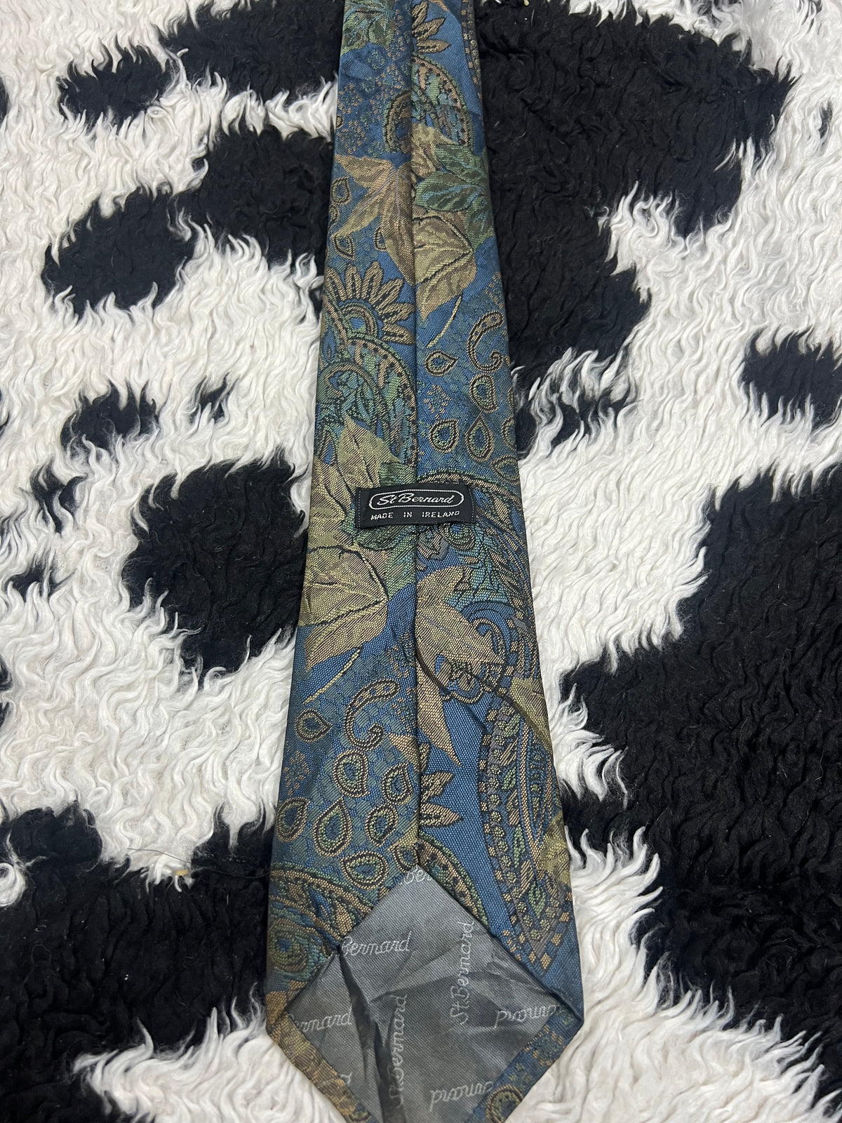 St. Bernard Blue Embroidered Floral Tie