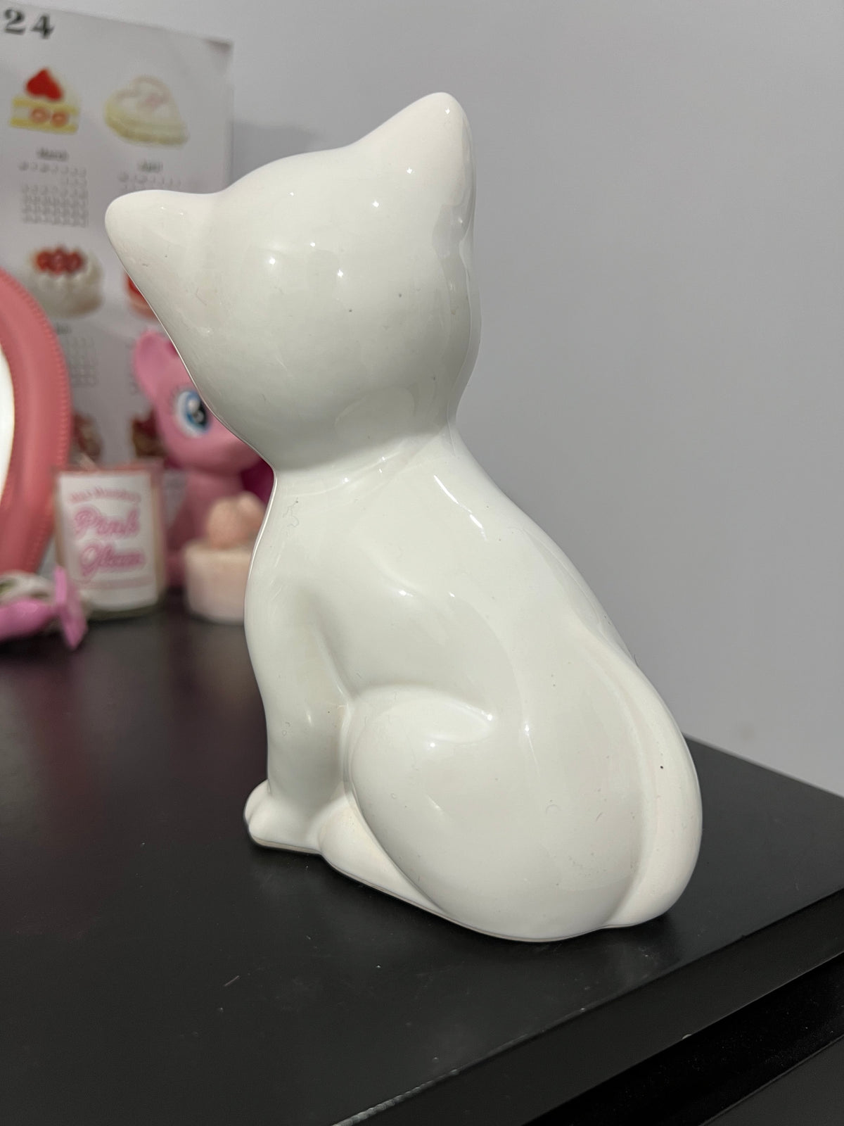 Vintage Porcelain Cat in a Bow Figure