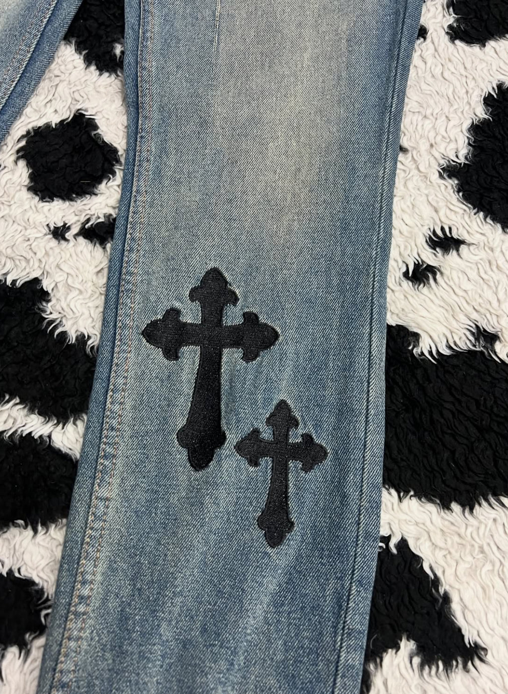 Embroidered Cross Patchwork Denims (Waist 30)
